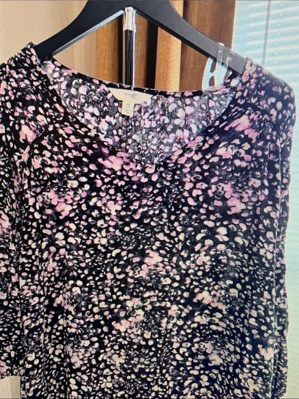 Terra & Sky Black Tee with Pink and Cream Floral Spots